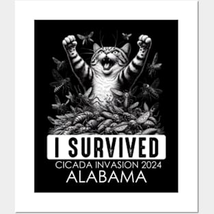 Alabama Cicada Invasion Survivor Funny Cat Posters and Art